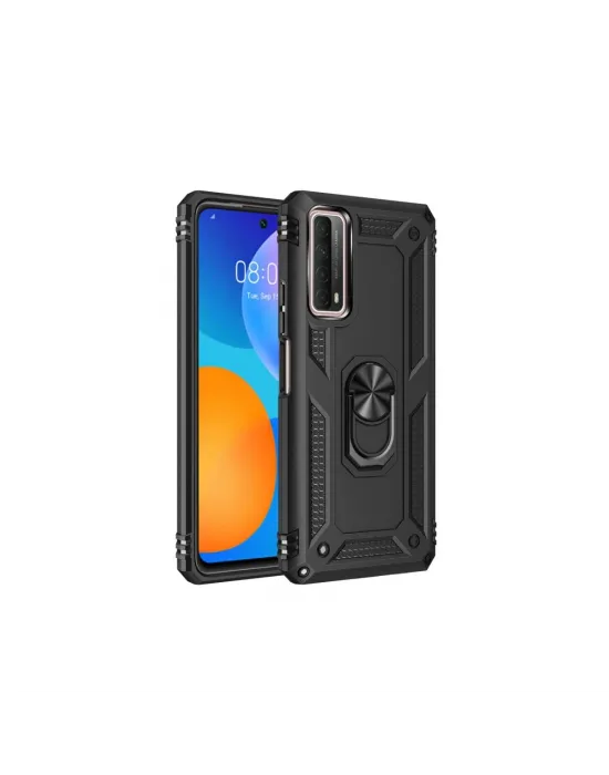 Huawei P Smart 2021 Kılıf Sofya Yüzüklü Silikon Kapak - Siyah
