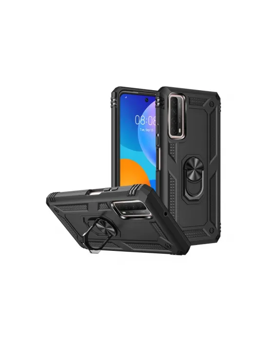 Huawei P Smart 2021 Kılıf Sofya Yüzüklü Silikon Kapak - Siyah
