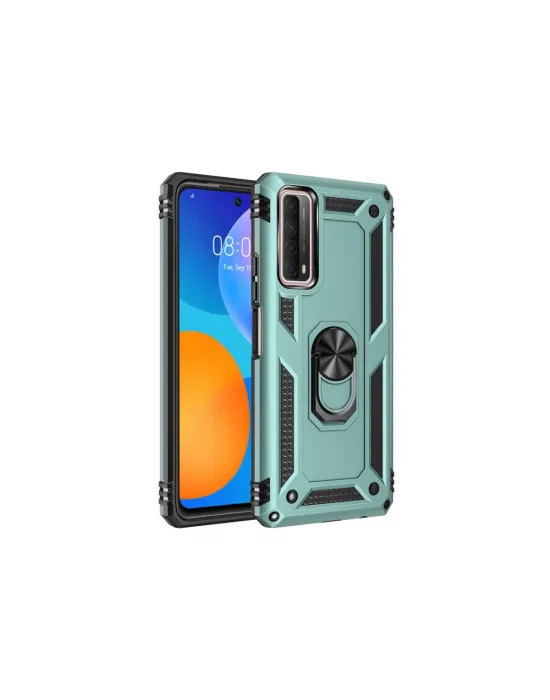 Huawei P Smart 2021 Kılıf Sofya Yüzüklü Silikon Kapak - Yeşil