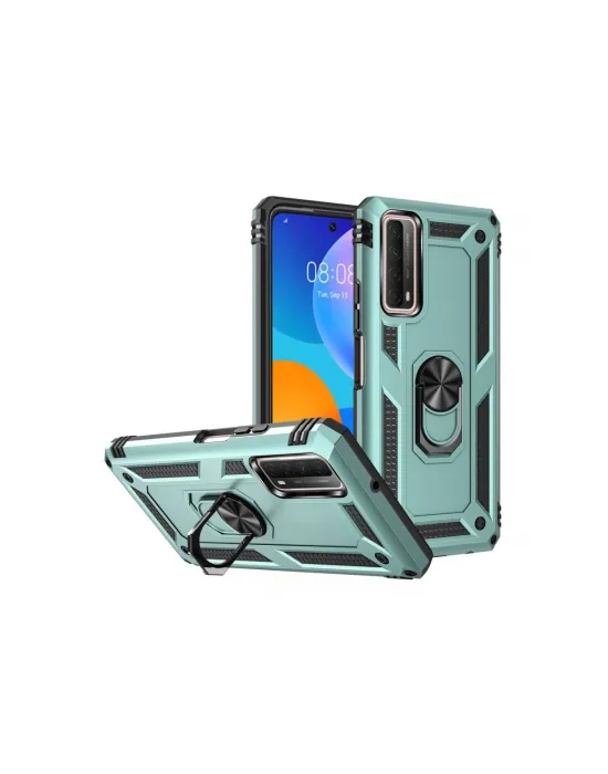 Huawei P Smart 2021 Kılıf Sofya Yüzüklü Silikon Kapak - Yeşil