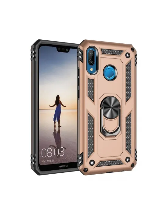 Huawei P20 Lite Kılıf Sofya Yüzüklü Silikon Kapak - Gold