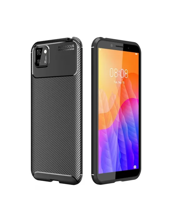 Huawei Y5p Kılıf Auto Focus Karbon Kapak - Siyah
