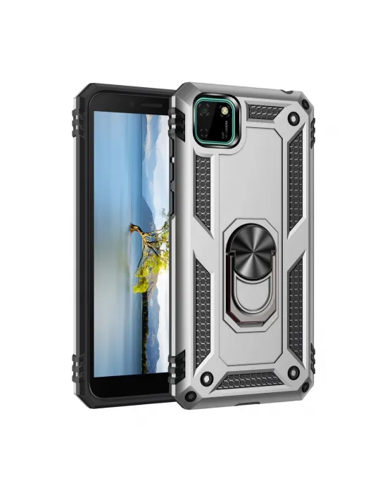 Huawei Y5p Kılıf Sofya Yüzüklü Silikon Kapak - Gümüş