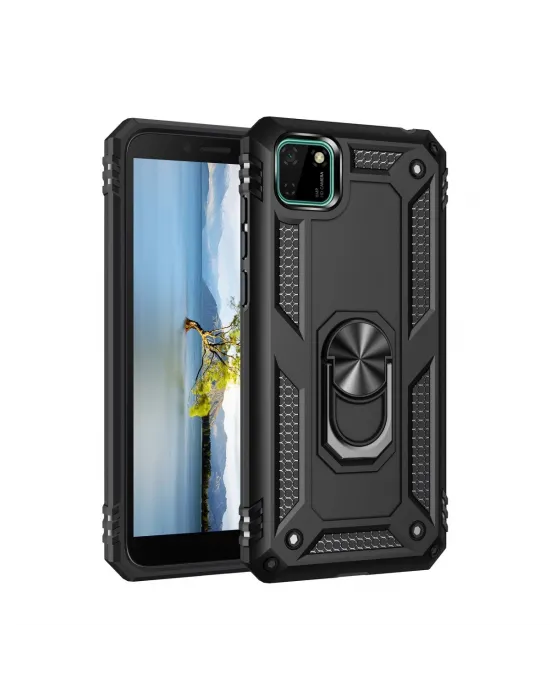 Huawei Y5p Kılıf Sofya Yüzüklü Silikon Kapak - Siyah