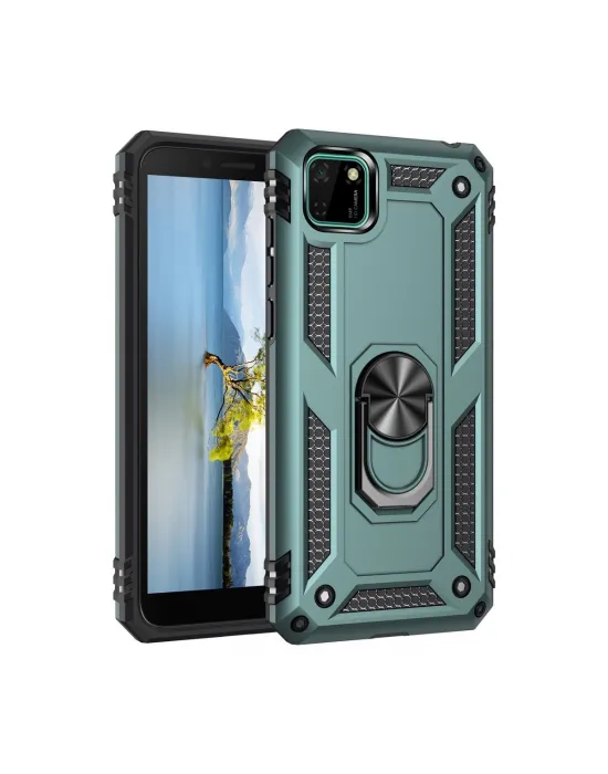 Huawei Y5p Kılıf Sofya Yüzüklü Silikon Kapak - Yeşil