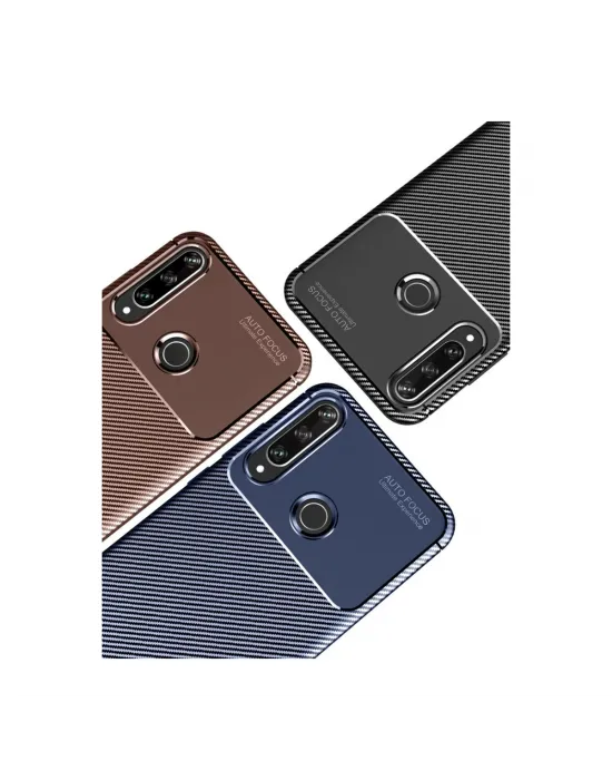 Huawei Y6p Kılıf Auto Focus Karbon Kapak - Siyah