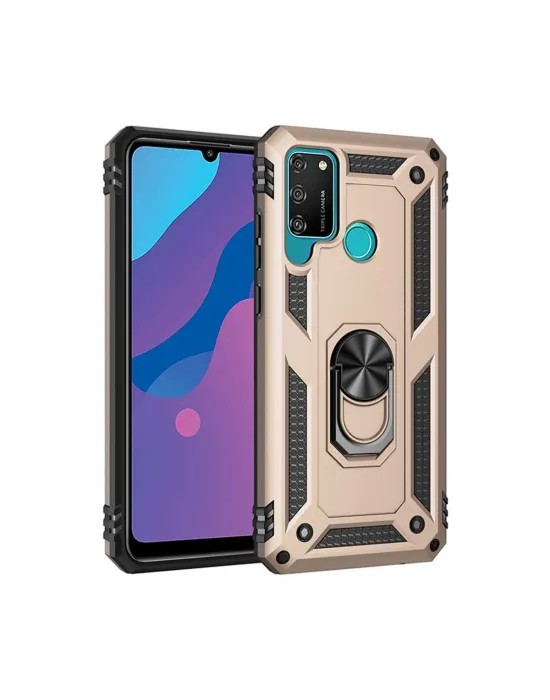 Huawei Y6p Kılıf Sofya Yüzüklü Silikon Kapak - Gold