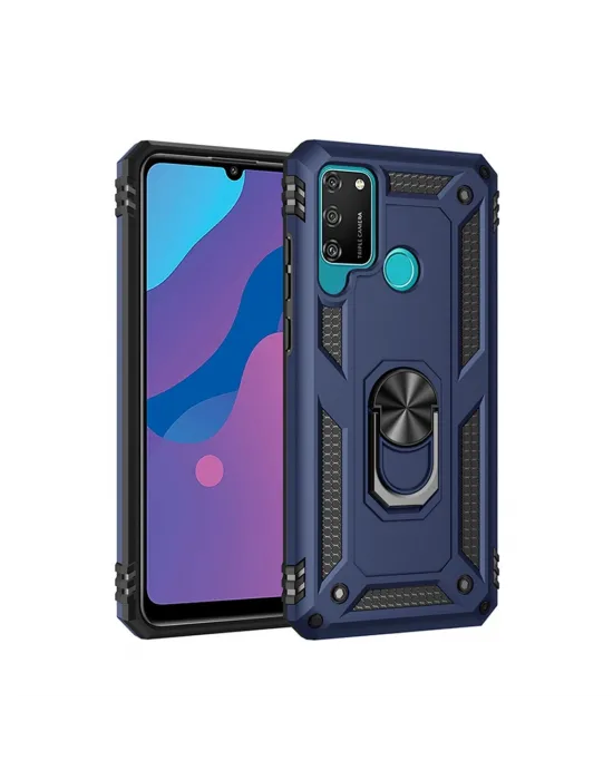 Huawei Y6p Kılıf Sofya Yüzüklü Silikon Kapak - Lacivert