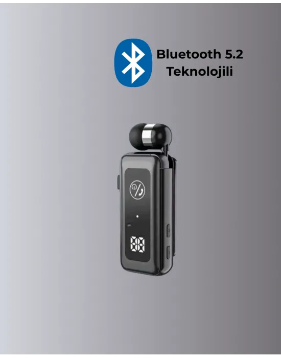 İçi Sarılabilen Kablo Ve Yaka Klipsli Bluetooth Kulaklık