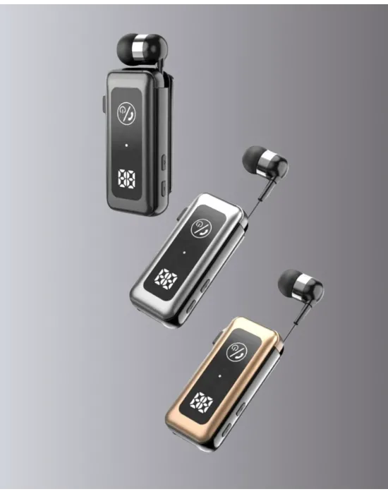 İçi Sarılabilen Kablo Ve Yaka Klipsli Bluetooth Kulaklık