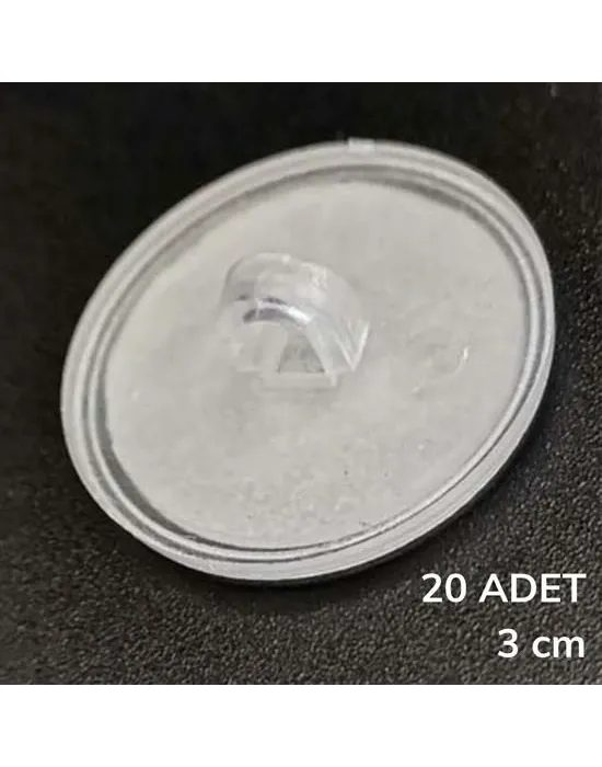 ieg™ 20 Adet Şeffaf Yuvarlak 3 Cm Çaplı Güçlü Disk Yapışkanlar