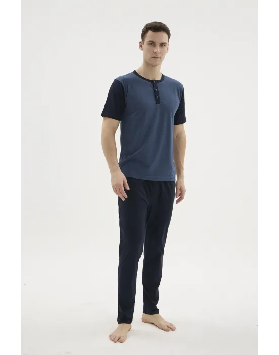 ieg™  2205 Erkek Battal Midi Yaka Pijama Takım