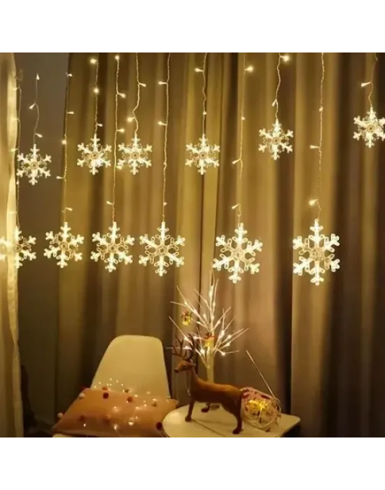 3 Metre Saçaklı Kar Tanesi Perde LED