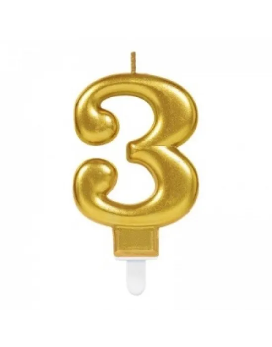3 Rakamı Mum Gold Renk