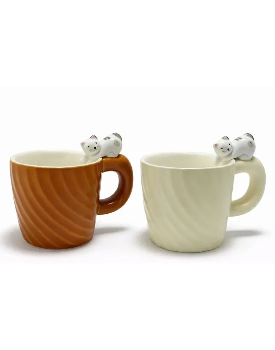3D Kedi Figürlü Desenli Kupa Bardak