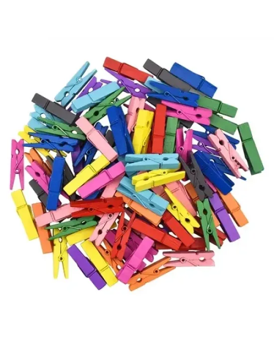 50li Renkli Ahşap Mandal Seti (3.5 cm)