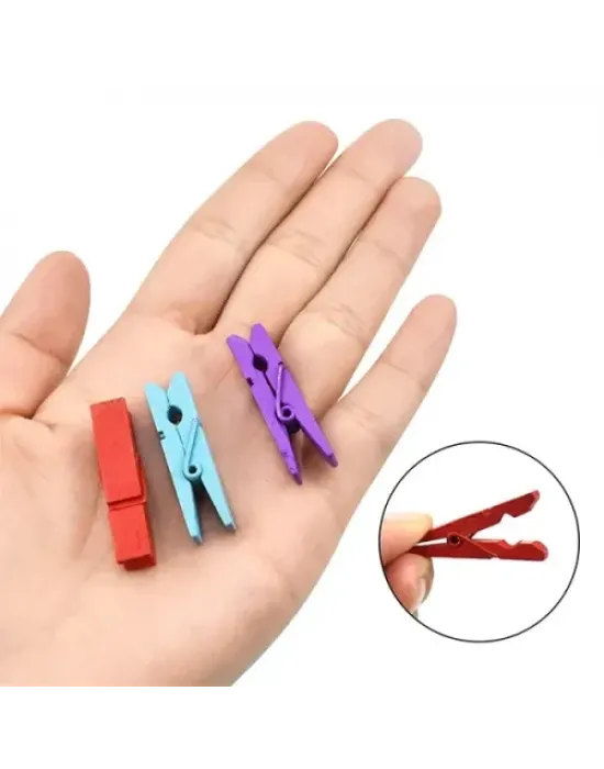 50li Renkli Ahşap Mandal Seti (3.5 cm)