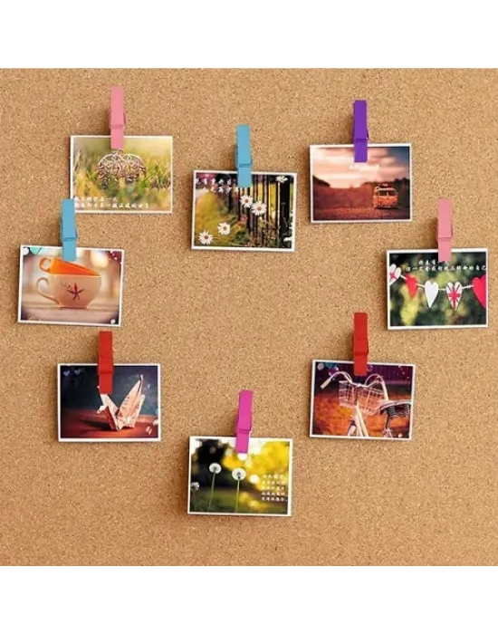 50li Renkli Ahşap Mandal Seti (3.5 cm)
