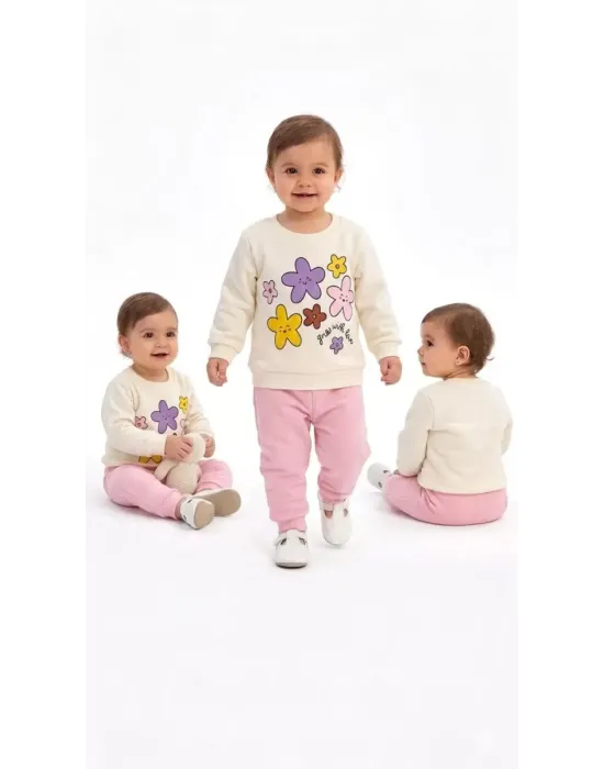 6/24 Ay Çiçek Baskılı Basic Bebek Takımı
