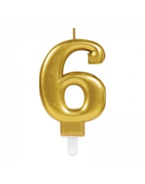 6 Rakamı Mum Gold Renk