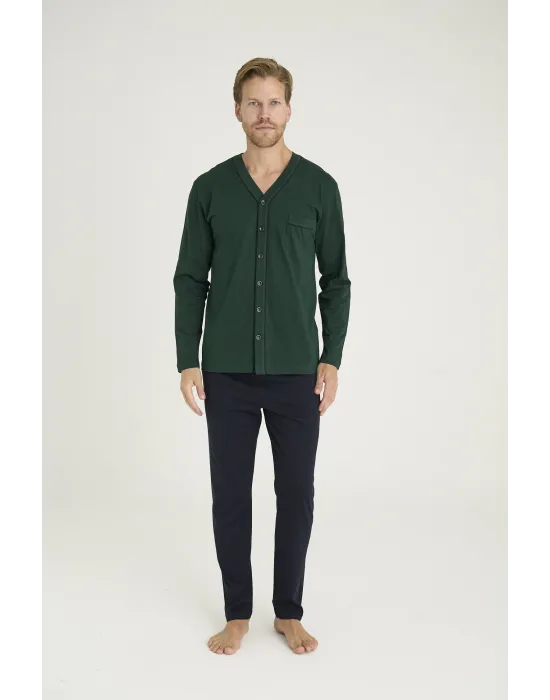 ieg™  9134 Erkek  V Yaka Boydan Düğmeli Pijama Takımı