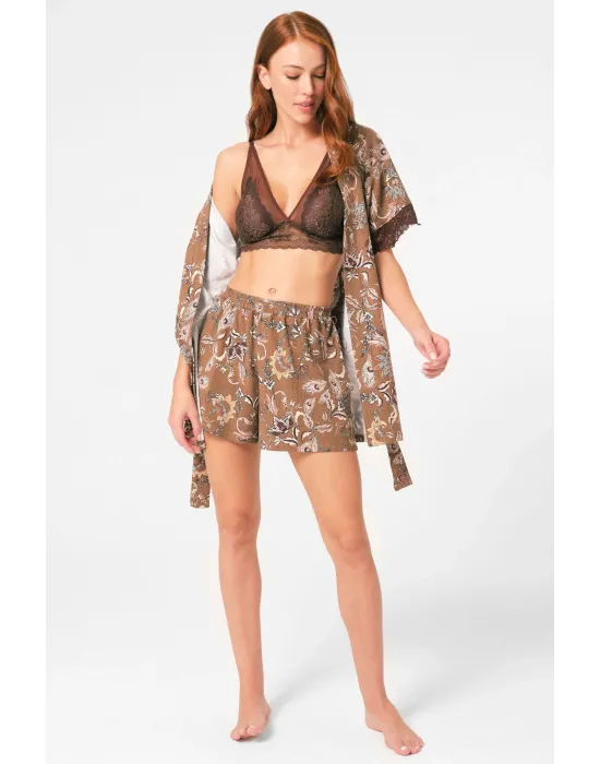 ieg™ Anıl 5799 Bayan Sabahlık, Bralet Ve Şort Takım