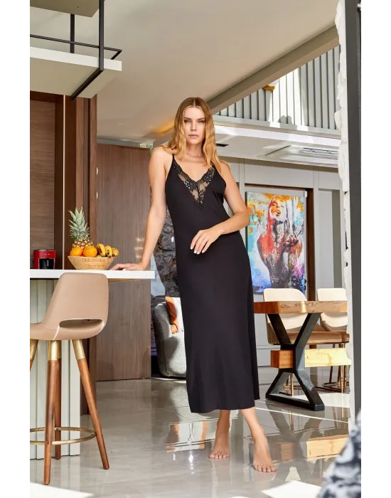 ieg™ Aqua 25164 Dantelli Yırtmaç Detay Gecelik