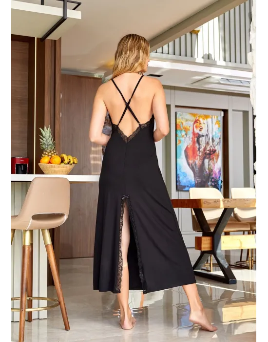 ieg™ Aqua 25164 Dantelli Yırtmaç Detay Gecelik