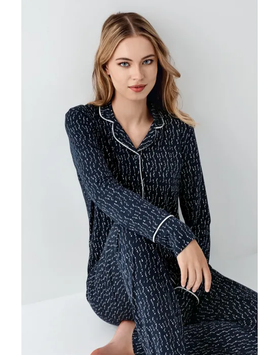ieg™ Arnetta 3430-S Kadın Gömlek Yaka Pijama Takımı