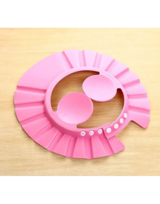 Bebek Banyo Şapkası Düğmeli Kulaklıklı Pembe