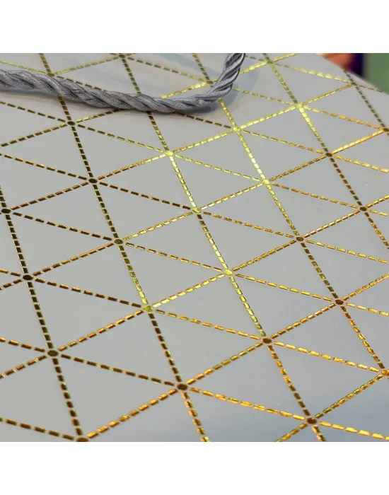 Beyaz Geometrik Desenli Mini Boy Karton Hediye Çantası