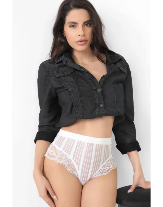 ieg™ Beyaz Kadın Çizgili Külot Veronica-K1010