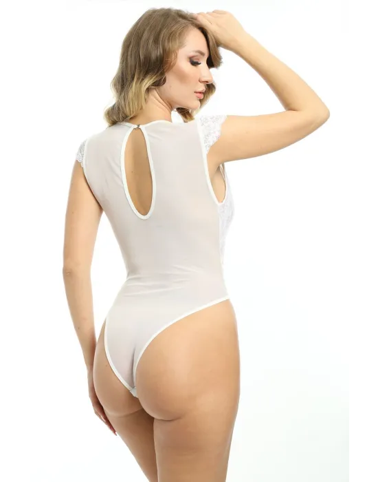 ieg™ Beyaz Yarım Kol Dantel Bodysuit - 894