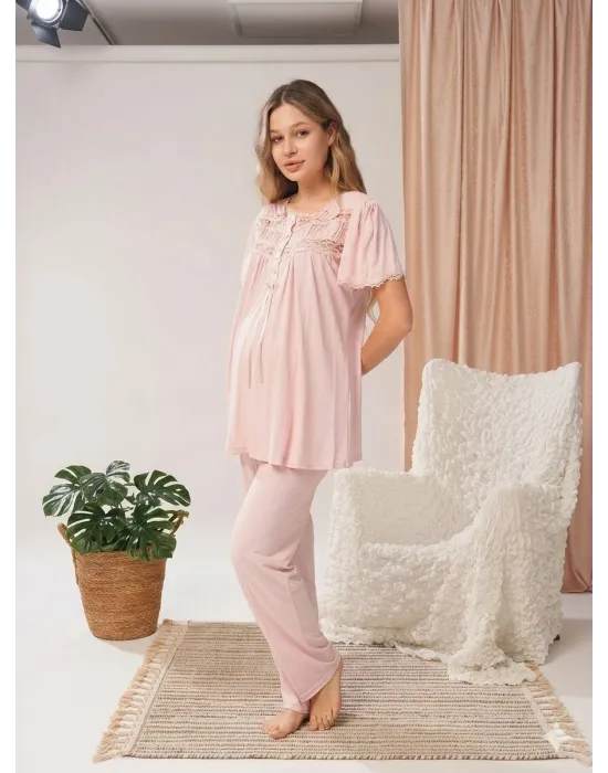 ieg™ Bone 5806 Kadın 3lü Sabahlıklı Lohusa Pijama Takımı