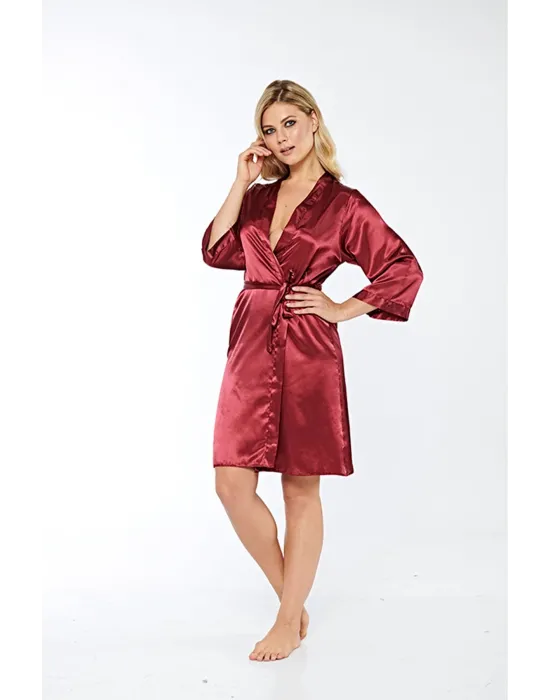 ieg™ Bordo İpek Saten Sabahlık - 14004