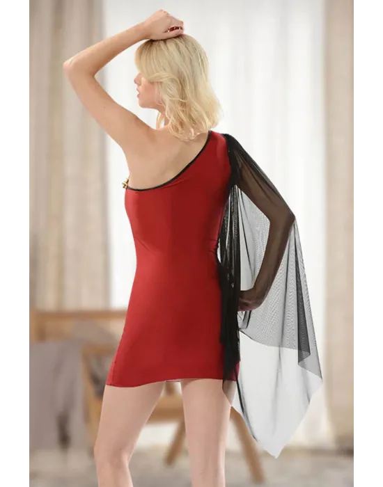 ieg™ Bordo Lcralı Kumaş Dantelli Gecelik - 215