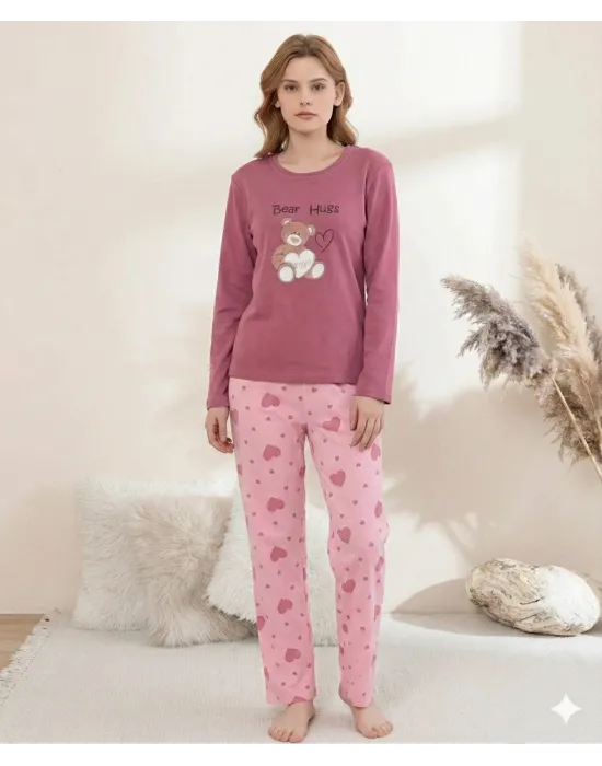 ieg™ Boyraz 0354 Kadın Penye Uzun Kol Pijama Takımı