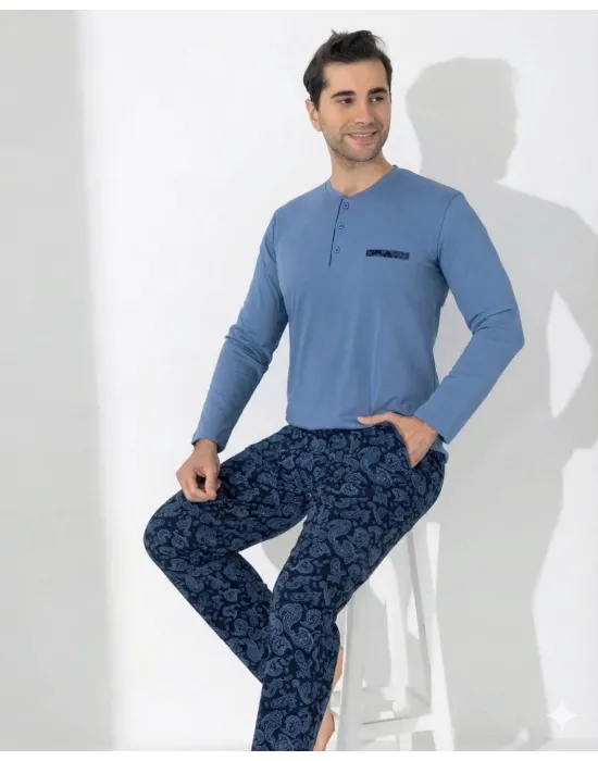 ieg™ Boyraz 0403 Erkek Uzun Kol Pijama Takımı