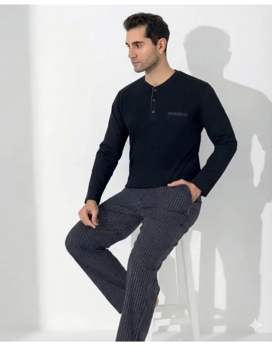 ieg™ Boyraz 0404 Erkek Uzun Kol Pijama Takımı