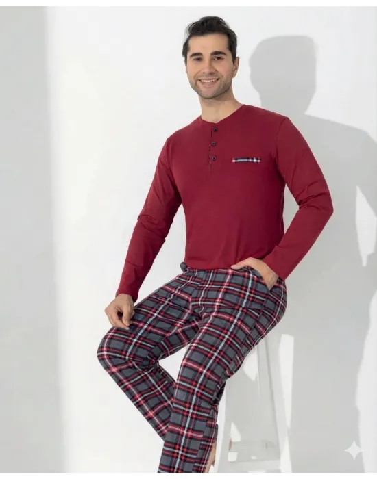 ieg™ Boyraz 0406 Erkek Uzun Kol Pijama Takımı