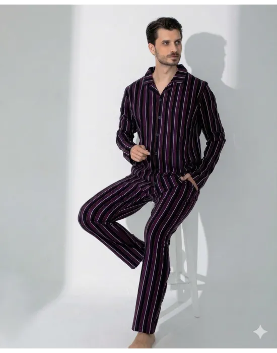 ieg™ Boyraz 70093 Erkek Uzun Kol Penye Pijama Takımı