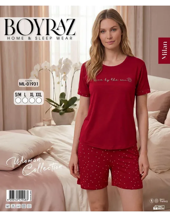 ieg™ Boyraz ML-01931 Kadın Milan Kısa Kol Şortlu Takım