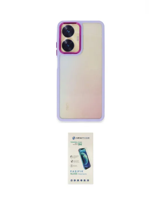 ieg™ C55 Kılıf Eksen Doku Prime - Şeffaf Pasifik Cam Ekran Koruyucu