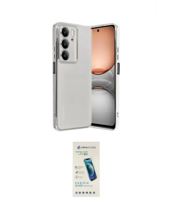 ieg™ C75 4G Kılıf Vadi Minimal - Şeffaf Pasifik Cam Ekran Koruyucu