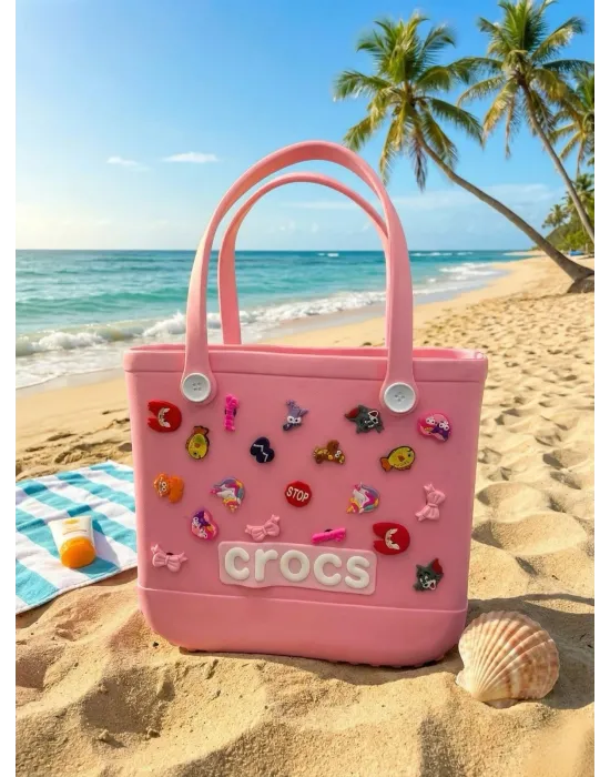 ieg™ Crocs Stil Jibbitzli Kadın Plaj Çantası