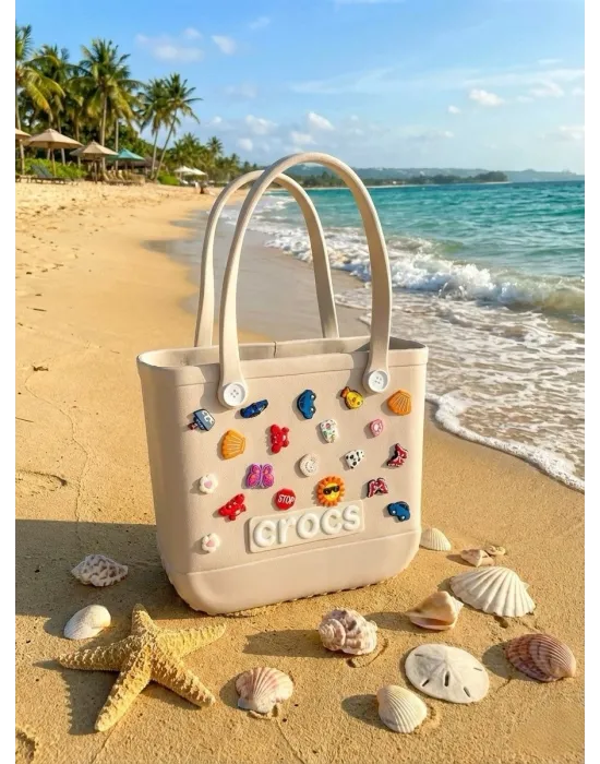 ieg™ Crocs Stil Jibbitzli Kadın Plaj Çantası