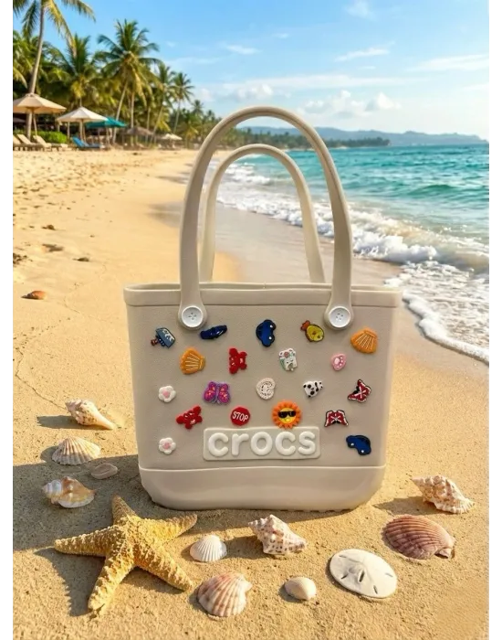 ieg™ Crocs Stil Jibbitzli Kadın Plaj Çantası