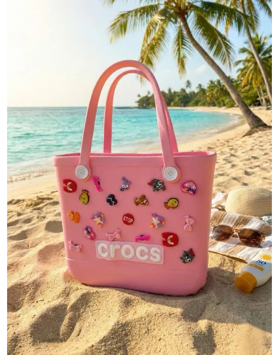 ieg™ Crocs Stil Jibbitzli Kadın Plaj Çantası
