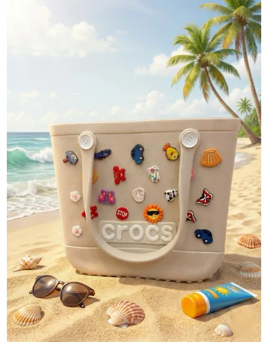 ieg™ Crocs Stil Jibbitzli Kadın Plaj Çantası