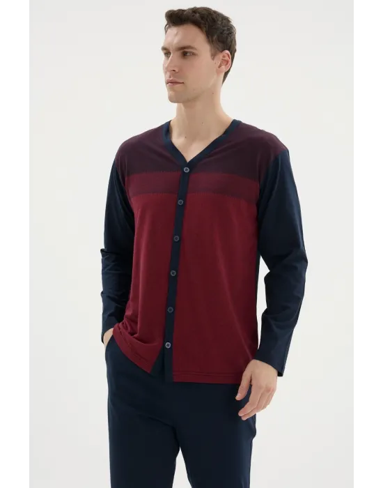 ieg™  Dm-26104 V Yaka Boydan Düğmeli Pijama Takımı